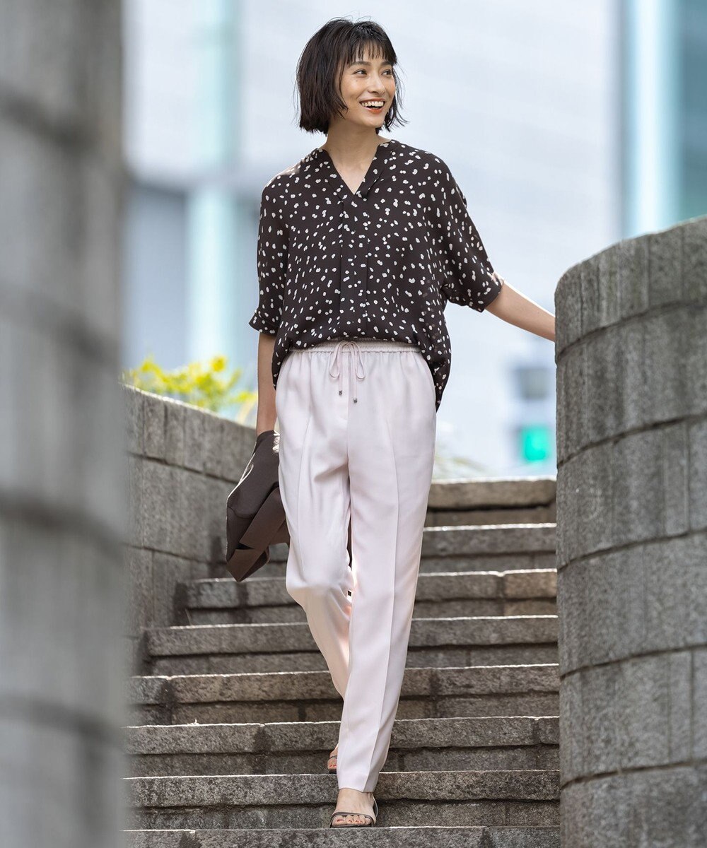 ICB L 【新色追加・洗える】 FluidBackSatin ドロストパンツ 