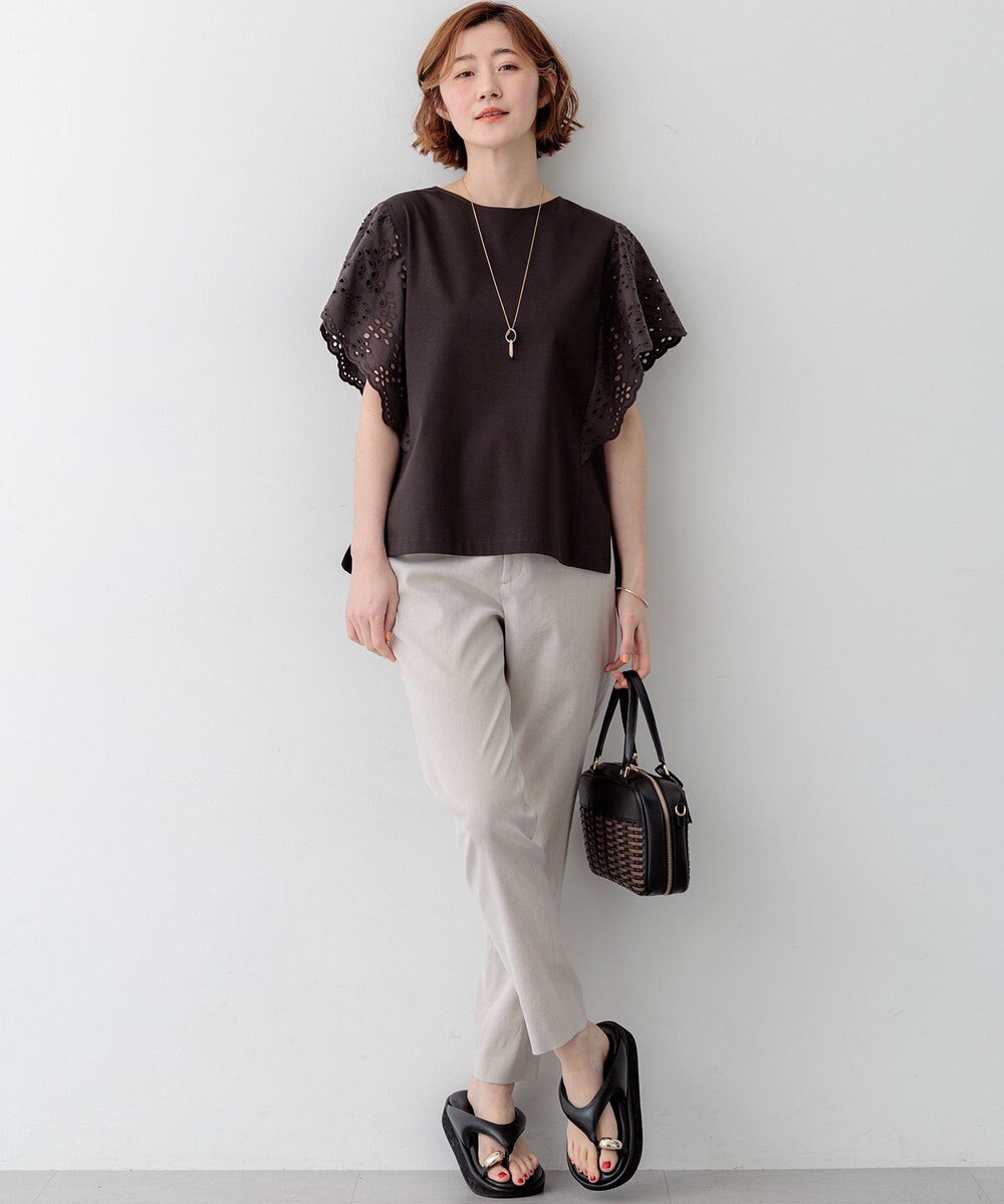 23区 【先行予約】カットワークエンブロイダリー デザインスリーブ トップス 