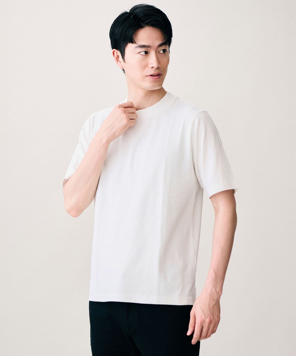 JOSEPH ABBOUD 【オリジナルジャージ生地/サラリ清涼/上質感】コンパクトブロックリンクス ドレス Ｔシャツ 