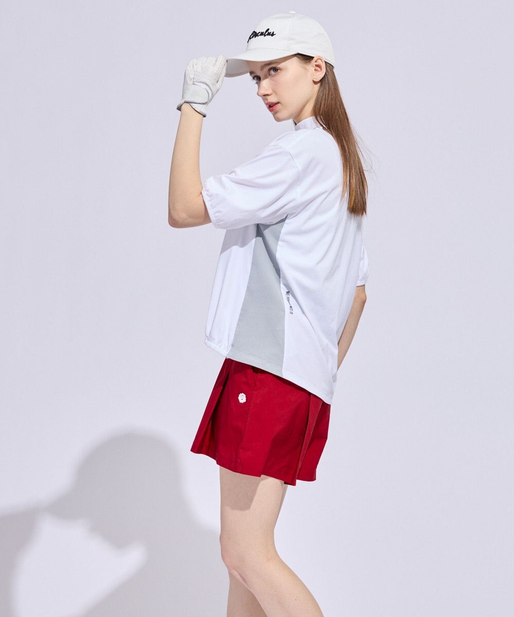 PW CIRCULUS 【WOMEN】パフスリーブメッシュコンビ モックネックT ゴルフウェア レディース 