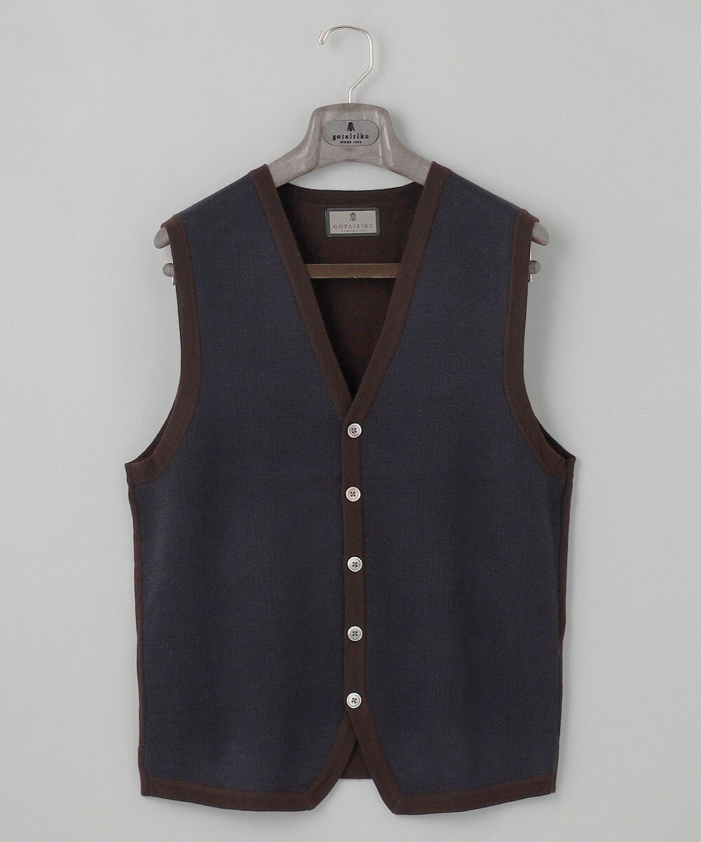GOTAIRIKU 体温調整に【洗える/チクチクしにくい/ピリングしにくい】イタリア糸 ハイゲージ ベスト_WOOL100% 