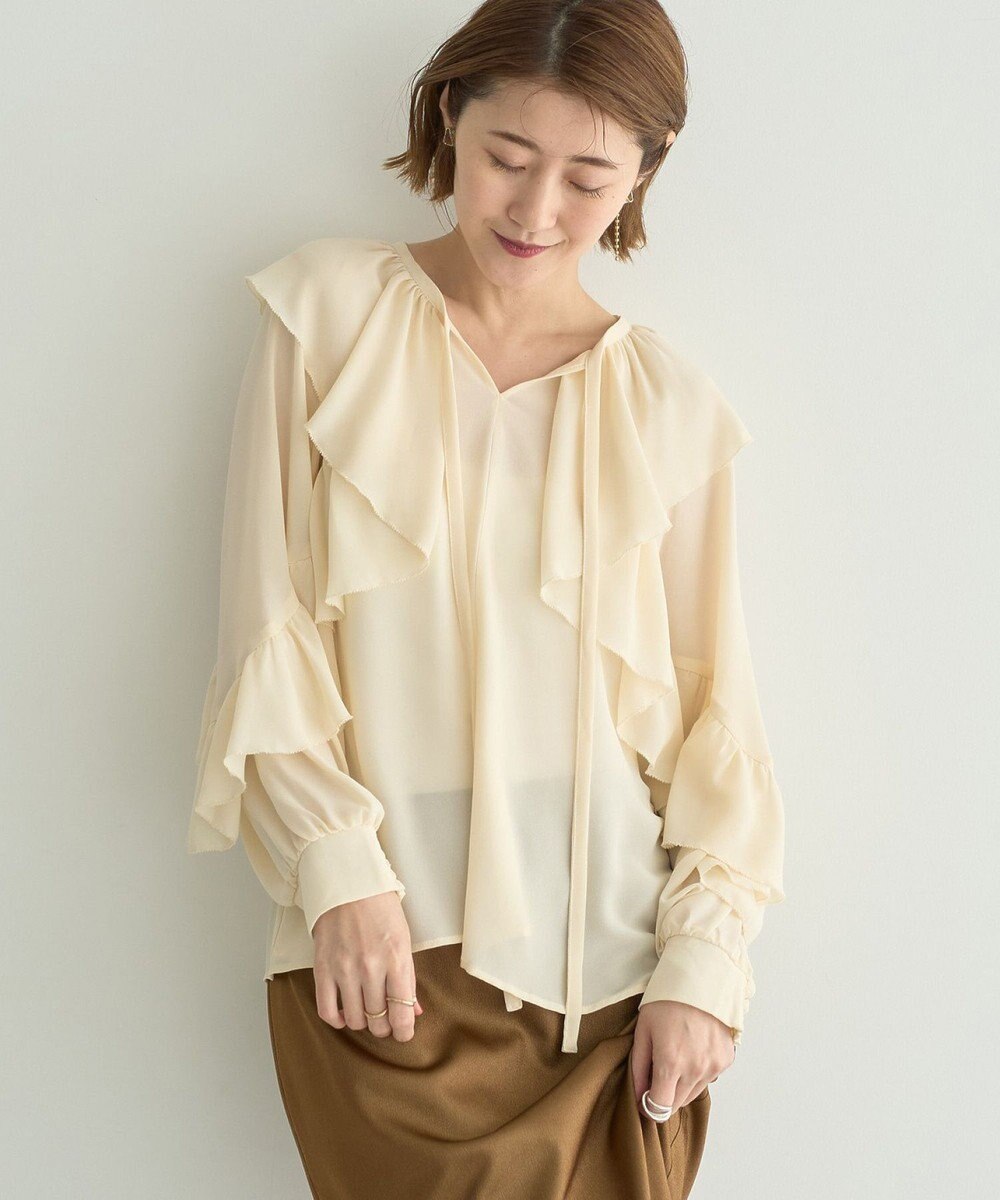 YECCA VECCA シアーラッフルブラウス 