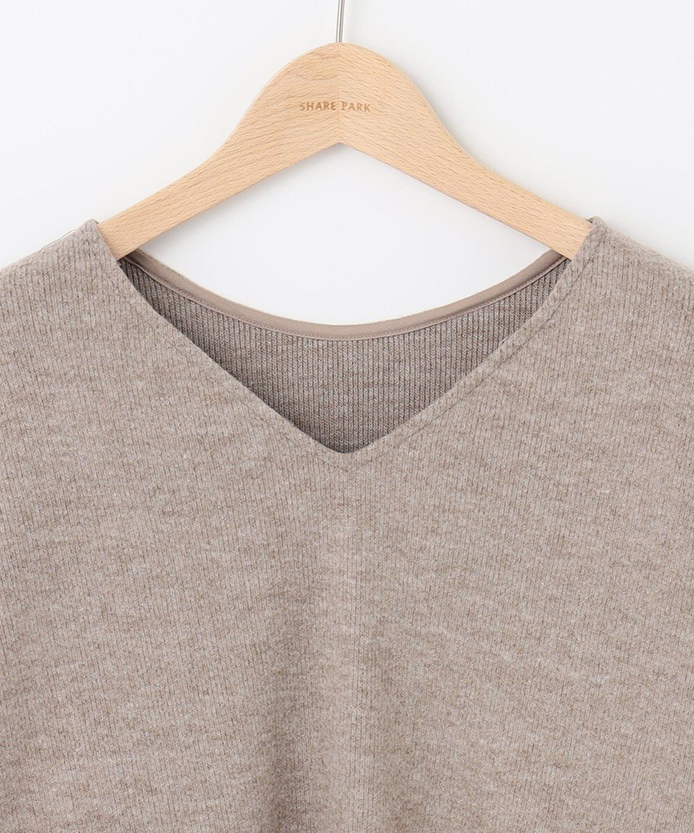 SHARE PARK LADIES サイドスリットVネックニット 