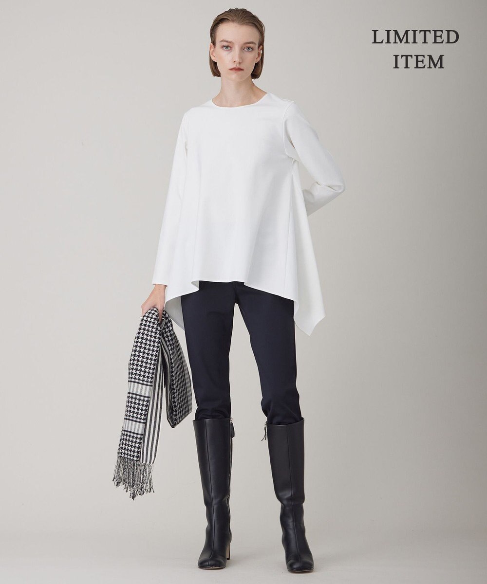 ICB L 【WEB限定・洗える】ヴィスコースストレッチポンチ イレギュラーヘムプルオーバー 