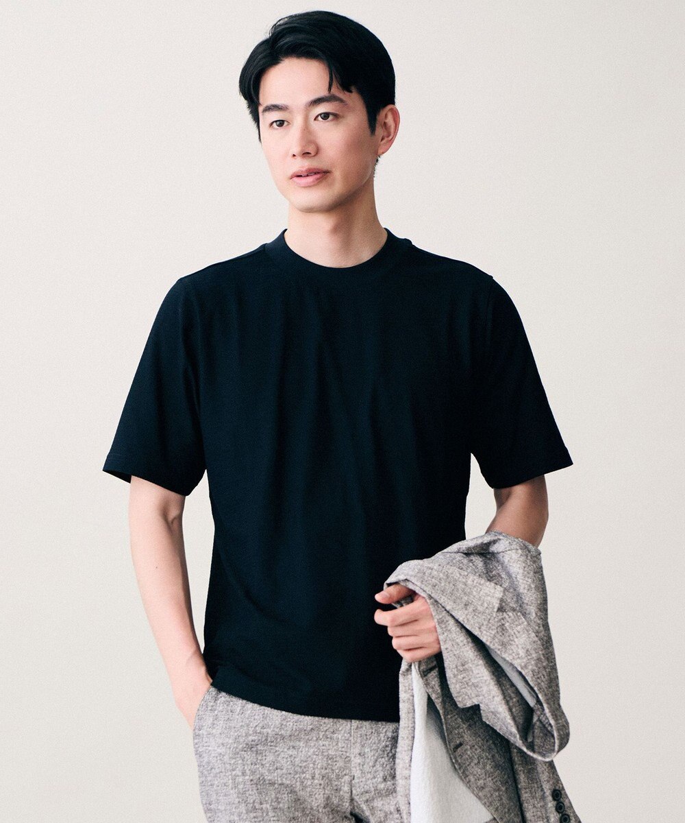 JOSEPH ABBOUD 【オリジナルジャージ生地/サラリ清涼/上質感】コンパクトブロックリンクス ドレス Ｔシャツ 
