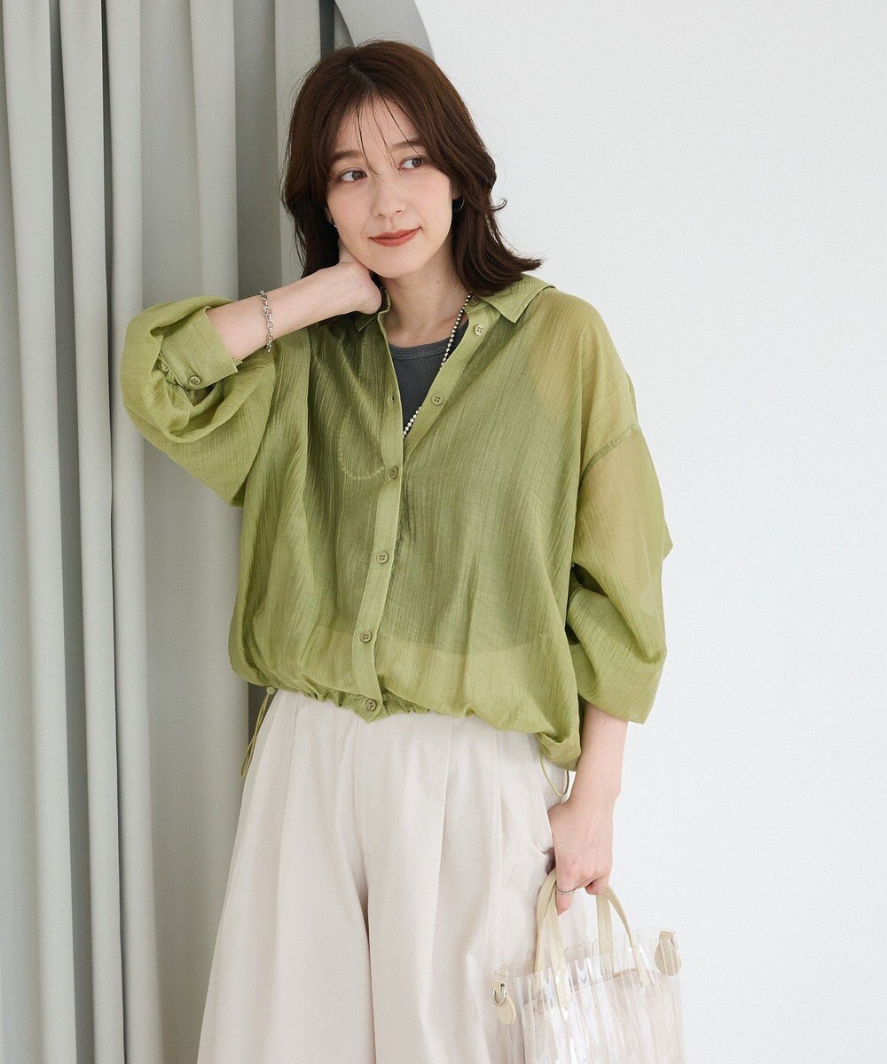 Green Parks 裾ドロストシアーシャツ 