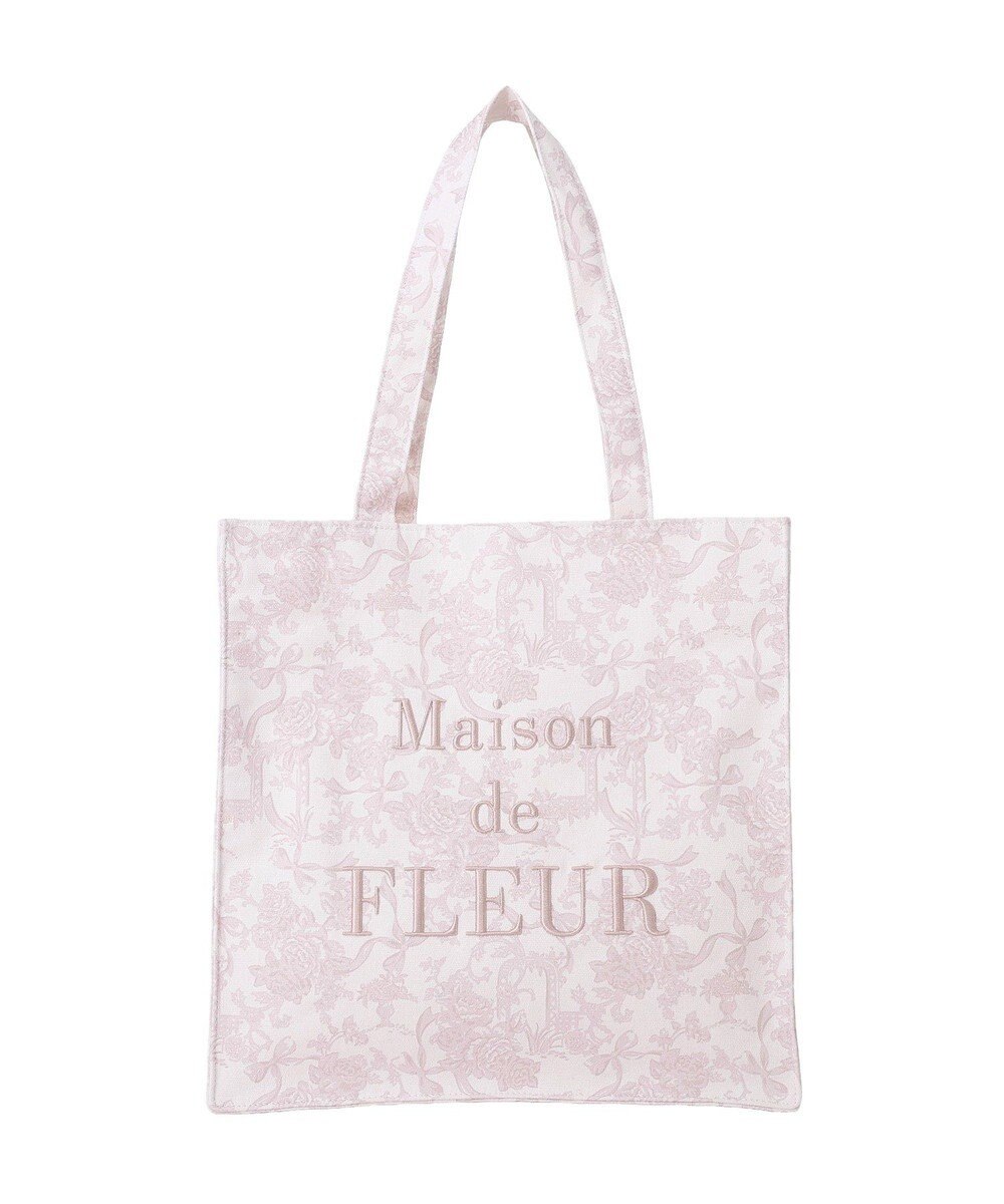 Maison de FLEUR フラワーガーデンロゴ刺繍スクエアトート 