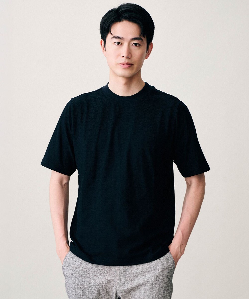 JOSEPH ABBOUD 【オリジナルジャージ生地/サラリ清涼/上質感】コンパクトブロックリンクス ドレス Ｔシャツ 