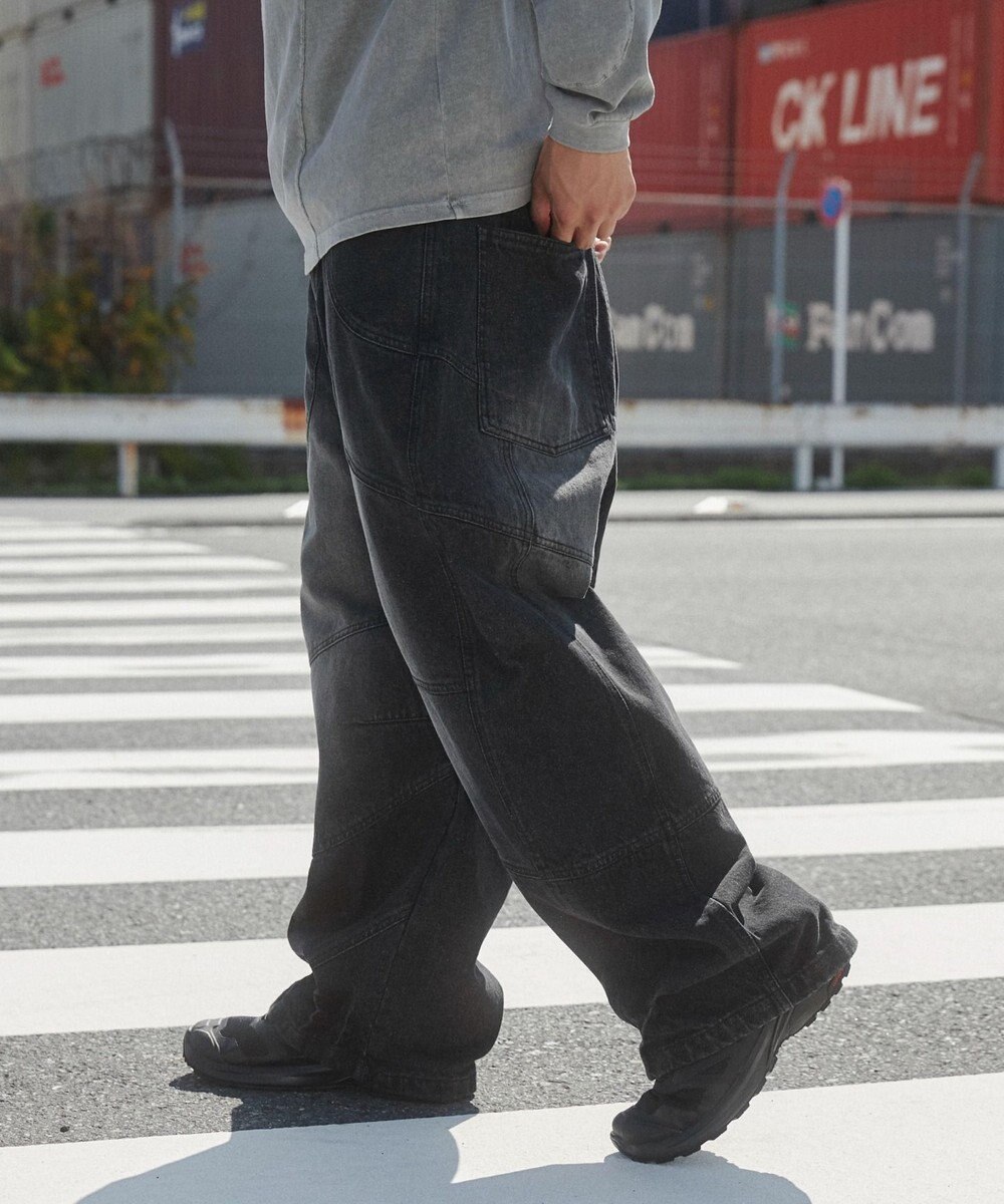WEGO スーパービッグバレルレッグデニムパンツ 