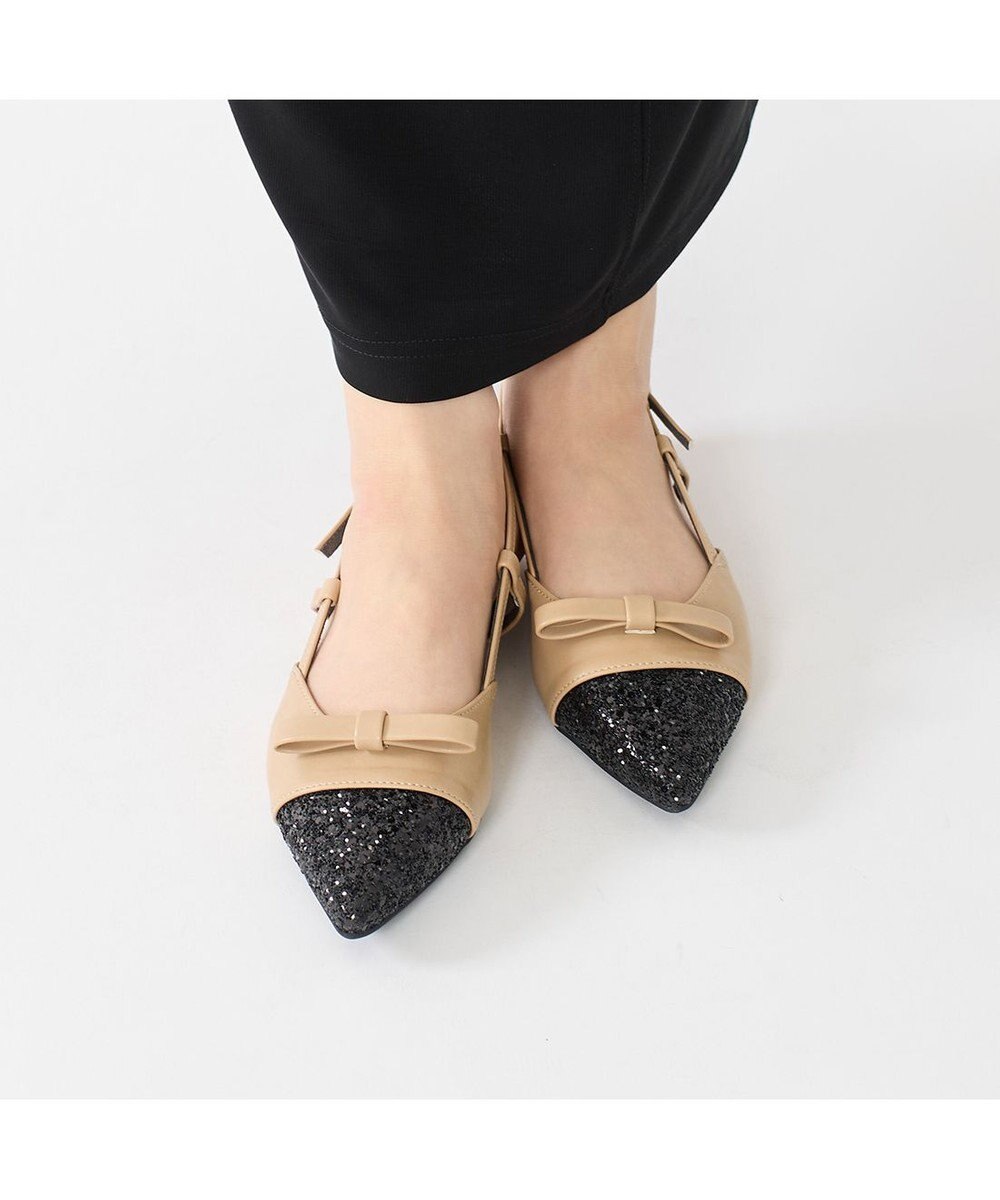 MODE ET JACOMO <carino>グリッターコンビフラットシューズ 