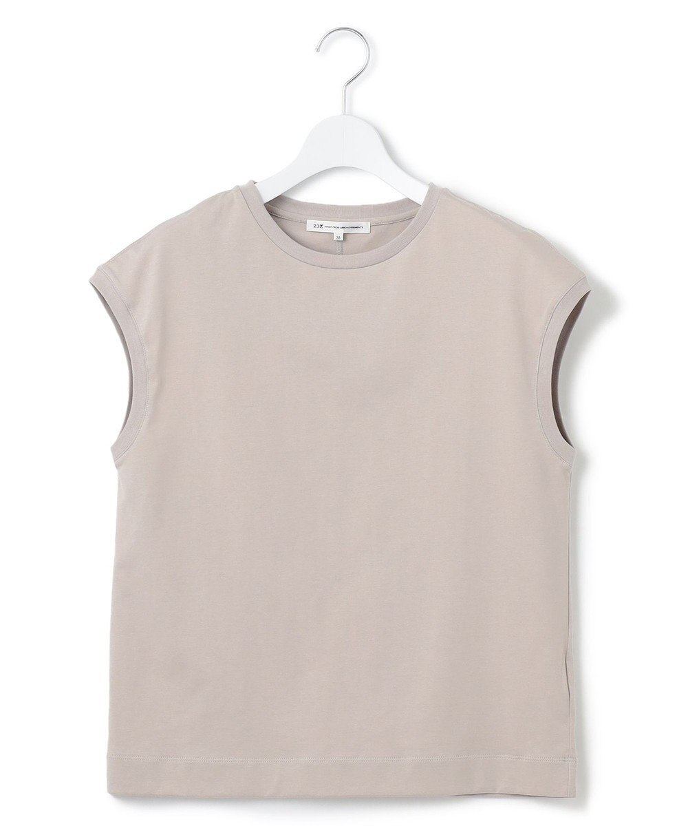 23区 L 【洗える】コンパクトヤーン フレンチスリーブ Tシャツ 