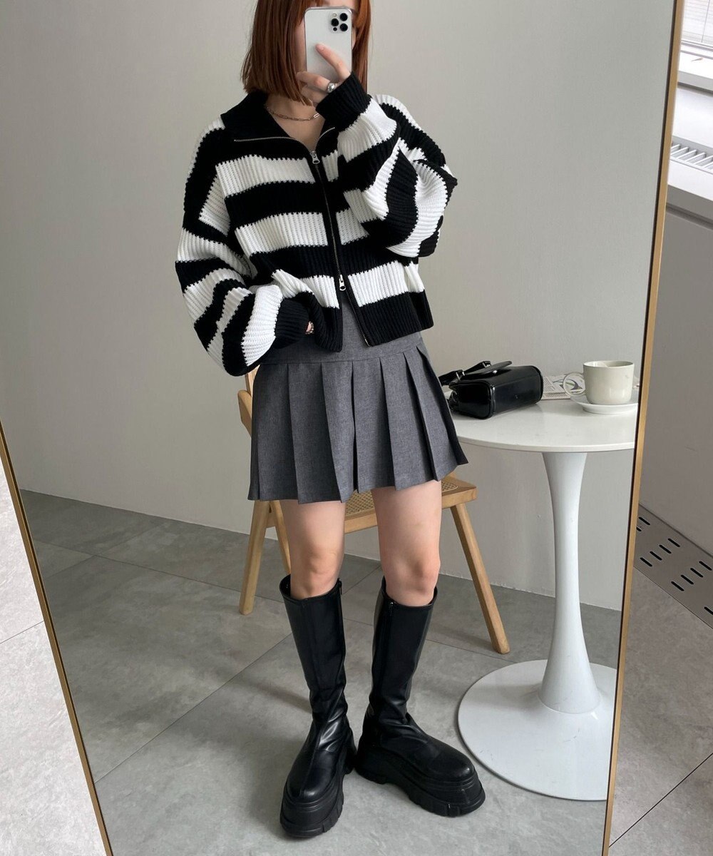 WEGO ダブルジップショートニットブルゾン 