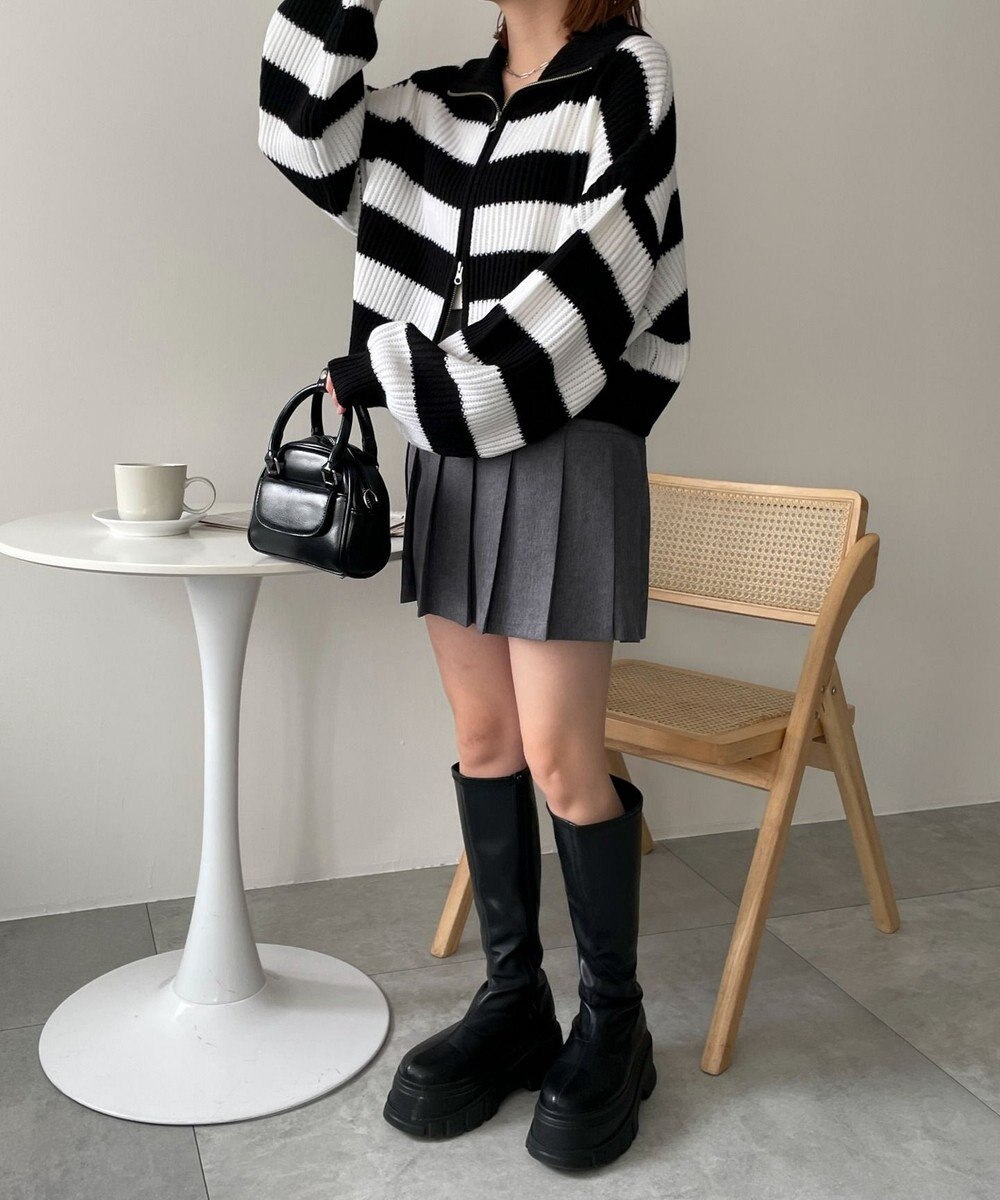 WEGO ダブルジップショートニットブルゾン 