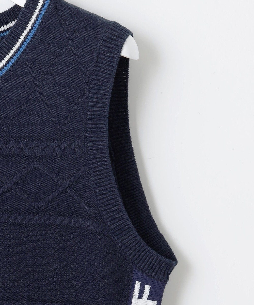 23区GOLF 【WOMEN】【ウォッシャブル】コットンブレンドサイドロゴベスト 