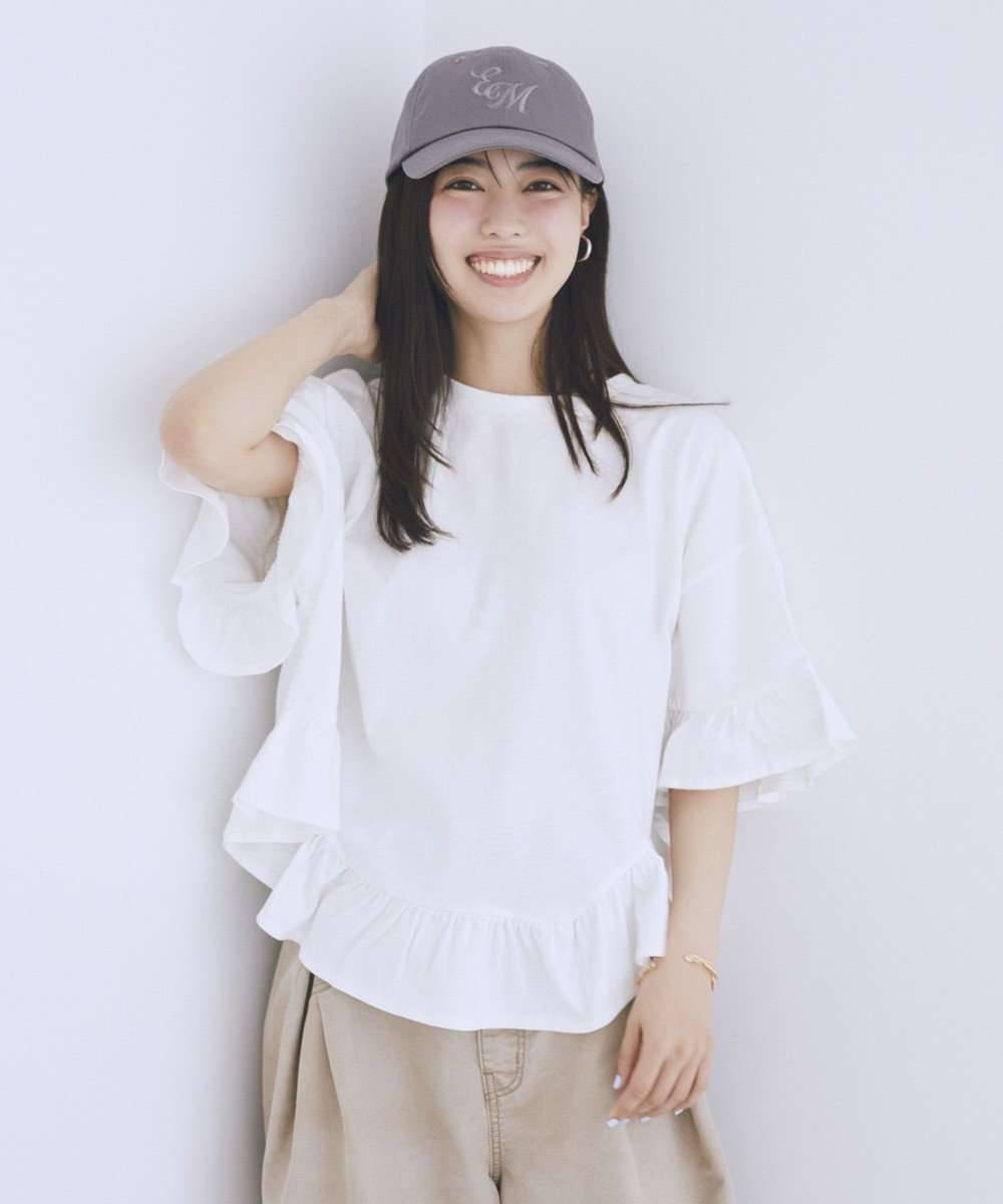 earth music&ecology ピグメントフリルTシャツ 