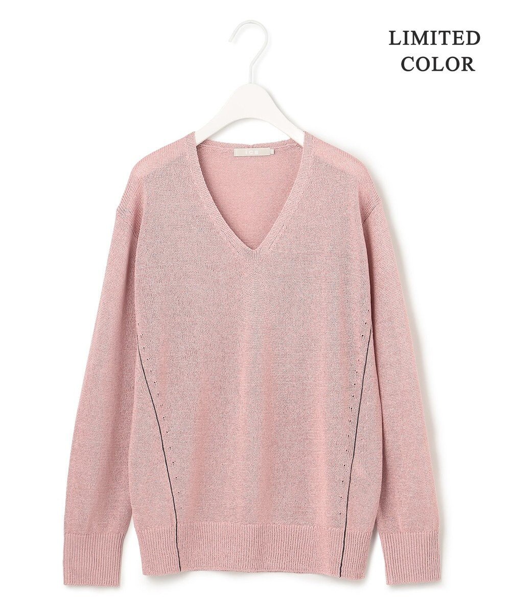 ICB 【WEB限定カラーあり・洗える】ペーパーブレンドシャインニット Vネックプルオーバー 