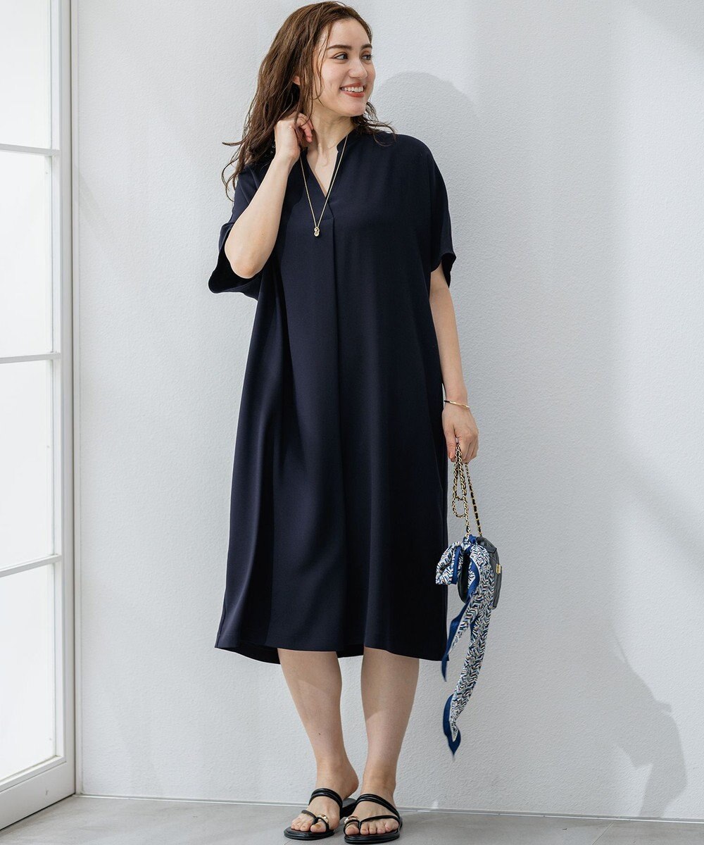 23区 L 【Lサイズ限定/吸水速乾/UVカット/接触冷感/】ストレッチジョーゼット 半袖ワンピース 