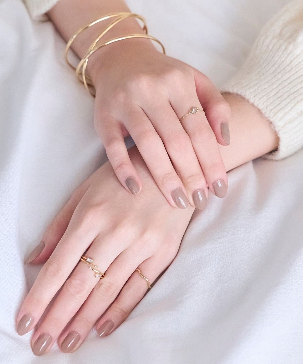 Phoebe ≪サイズ調整可能≫【金属アレルギー対応】プチベゼルストーンチェーンリング　ゴールド 