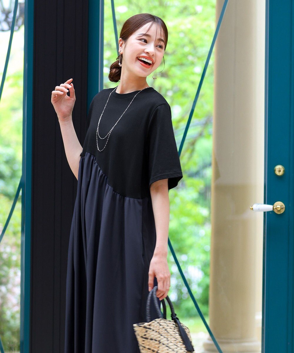 Tiaclasse 【洗える】切替マキシワンピース 