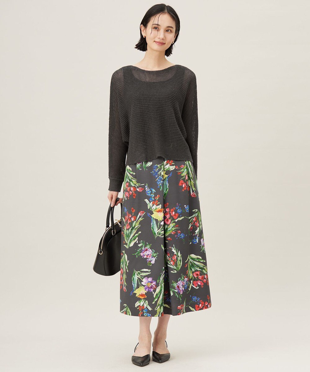 自由区 S 【洗える】ペイントタッチフラワープリント スカート 