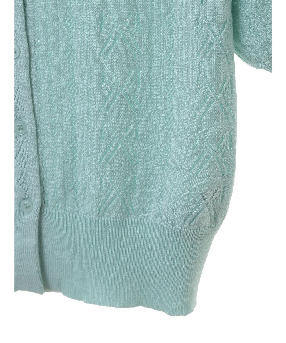 earth music&ecology リボン柄透かし編みニットカーディガン 