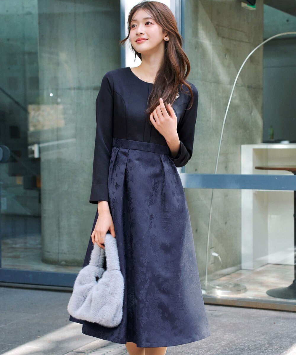 Tiaclasse フラワージャガードドッキングワンピース 