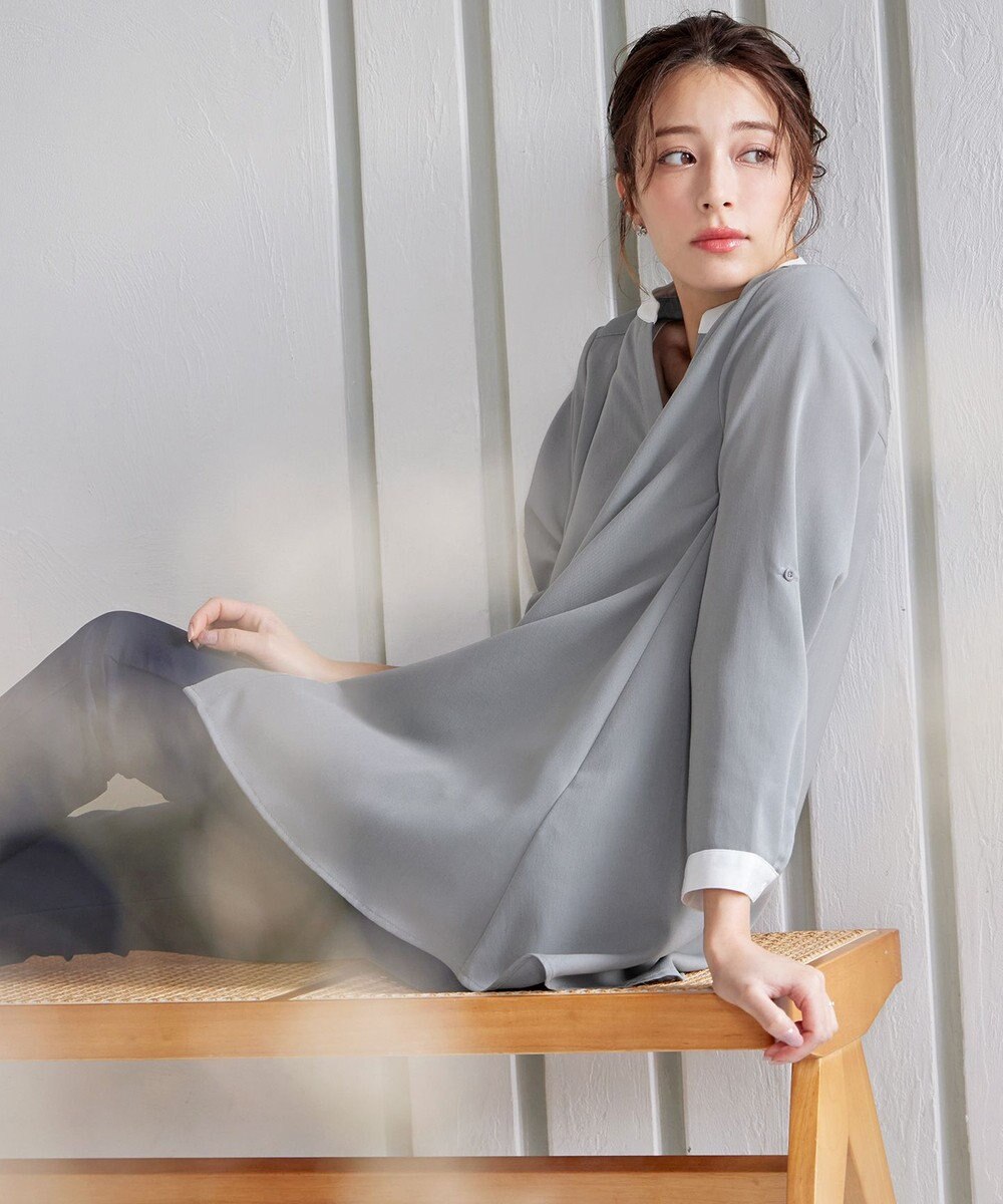 Tiaclasse 【洗える】クレリックシャツチュニックブラウス 