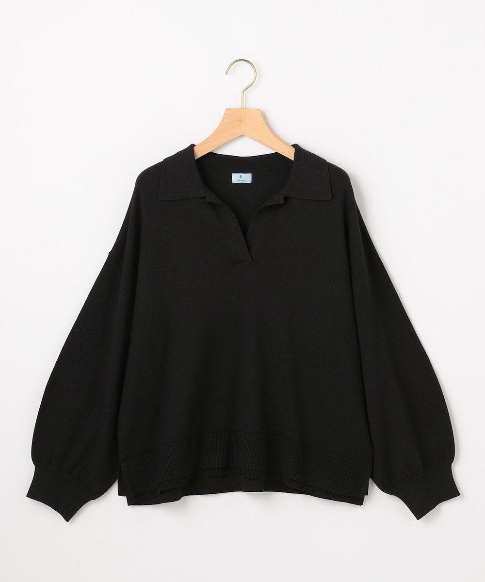 組曲 【加藤ローサさん着用】ポロ襟ストレッチニット 