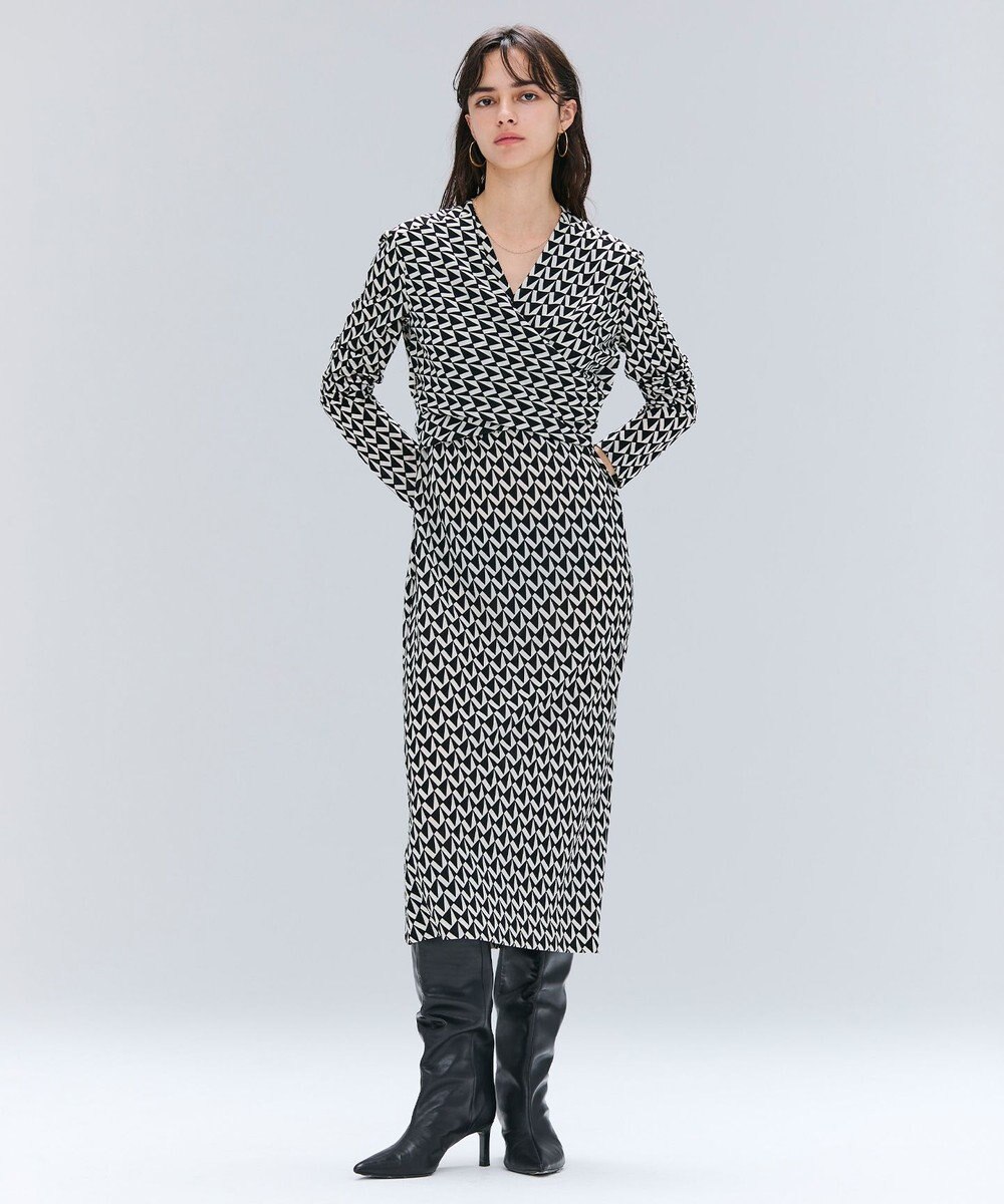 BEIGE， 【洗える】MODESTO / ジャージーストレッチカシュクールドレス 