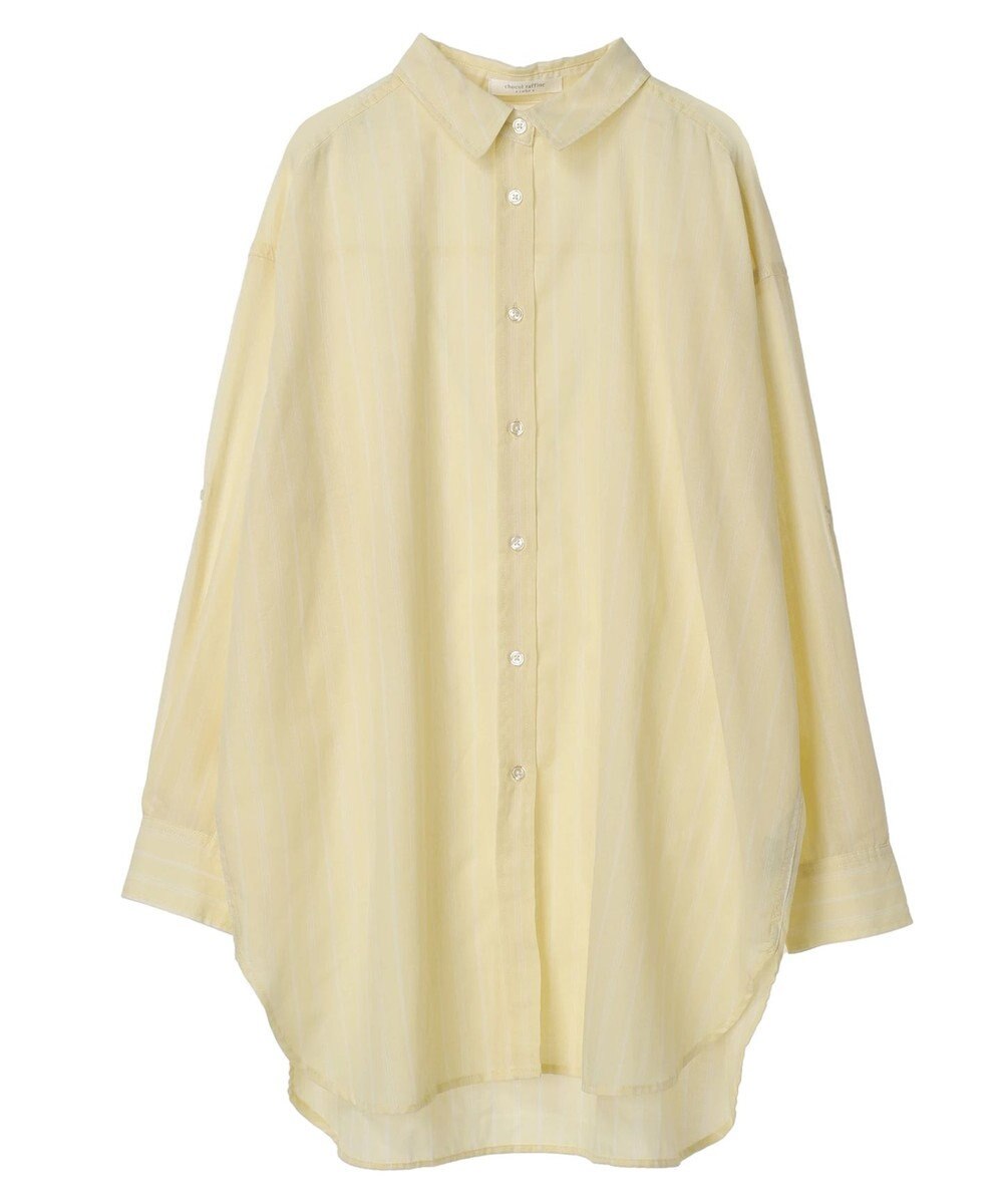 Green Parks 綿麻混タブ付オーバーサイズシャツチュニック 