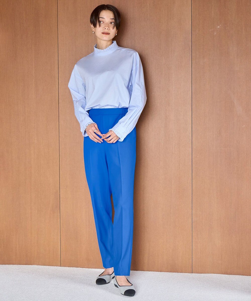 UNFILO イージーケア フリルネック シャツ 