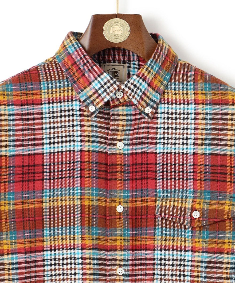 J.PRESS MEN 【KING SIZE】コットンネル マルチチェックシャツ/B.D 