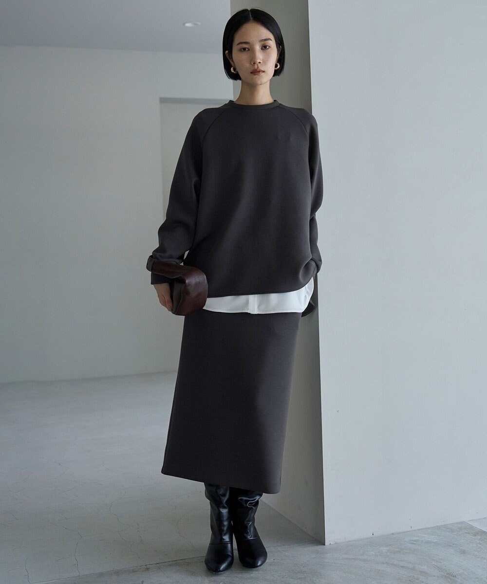 UNFILO L 【野呂佳代さん着用】BEAUTY FORM JERSEY バックZIPプルオーバー 