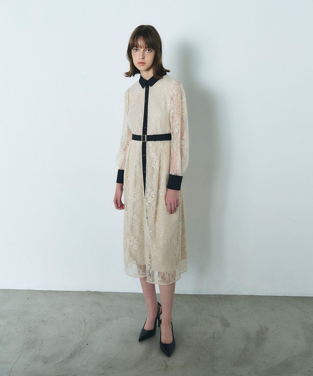 GRACE CONTINENTAL レーススパンコールワンピース 