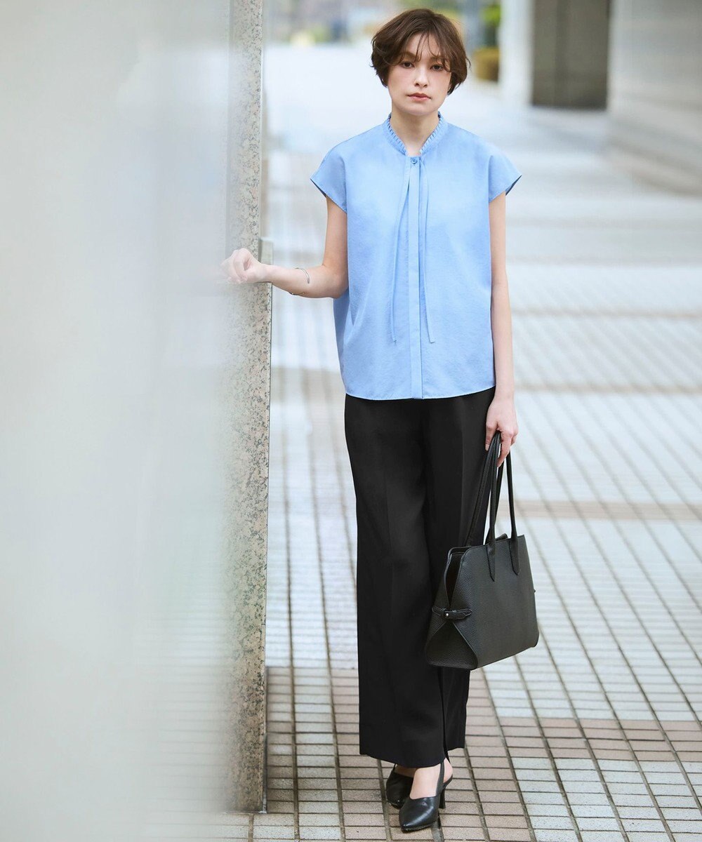 ICB セシェシルキーローン フレンチスリーブボウタイブラウス 