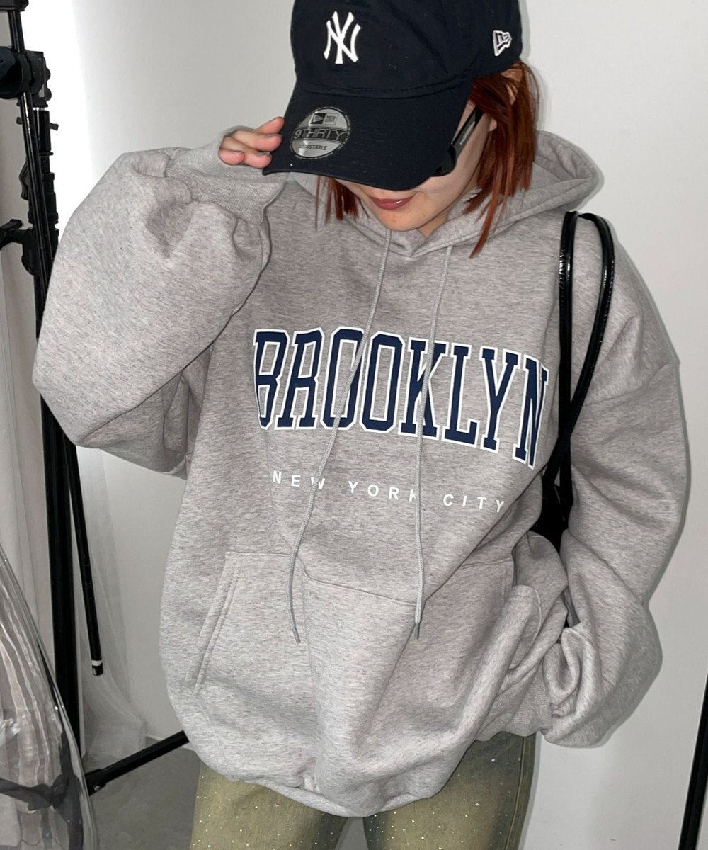 WEGO 【裏起毛】BROOKLYNロゴビッグパーカー 