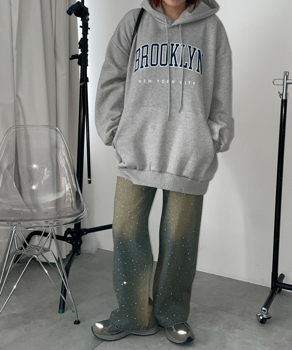WEGO 【裏起毛】BROOKLYNロゴビッグパーカー 