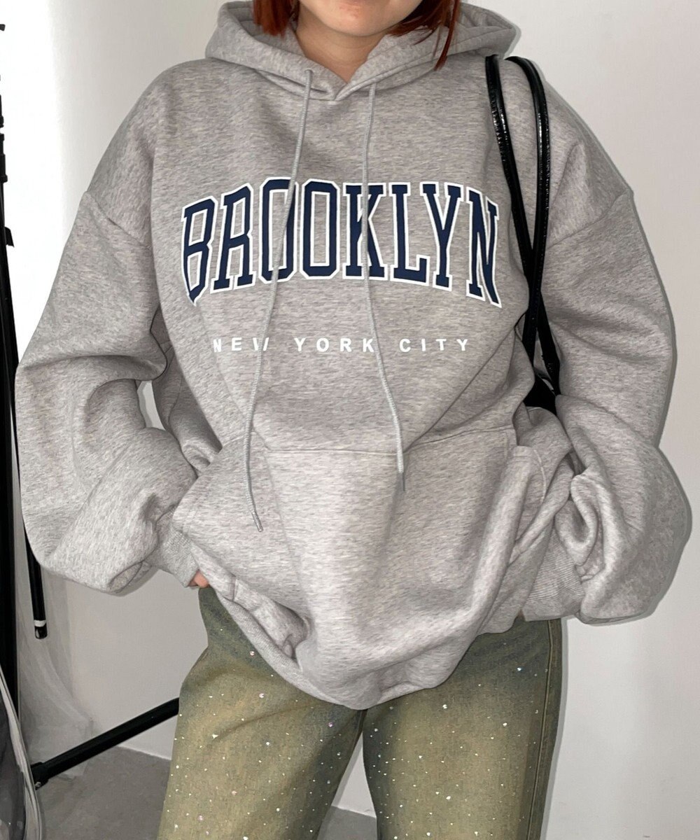 WEGO 【裏起毛】BROOKLYNロゴビッグパーカー 