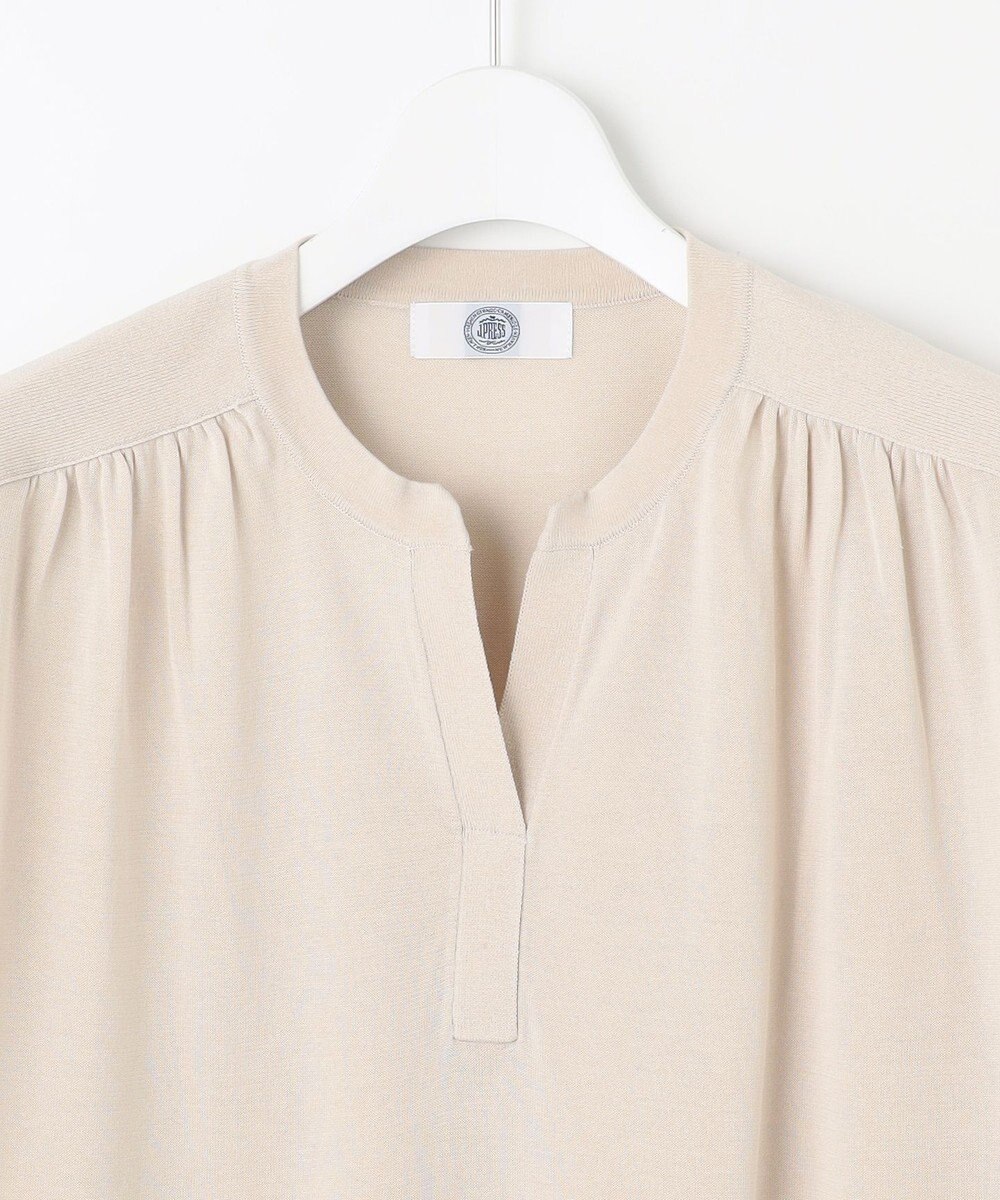 J.PRESS LADIES 【洗える・抗菌防臭】コットンアセテート バンドカラー ニット 