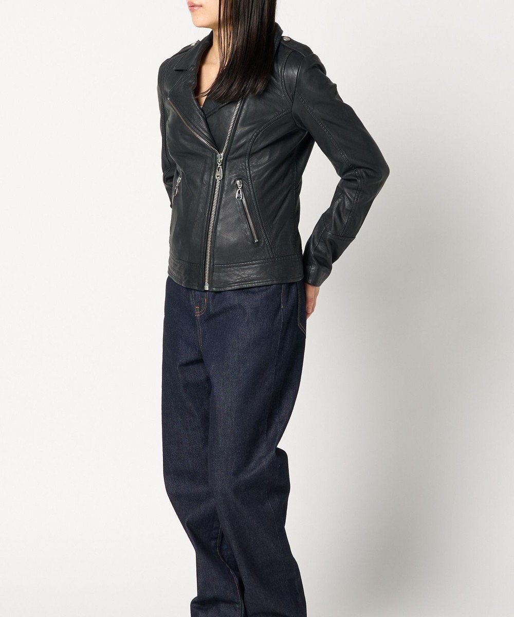 woadblue ＜DOMA＞MOTO JACKET BLACK 