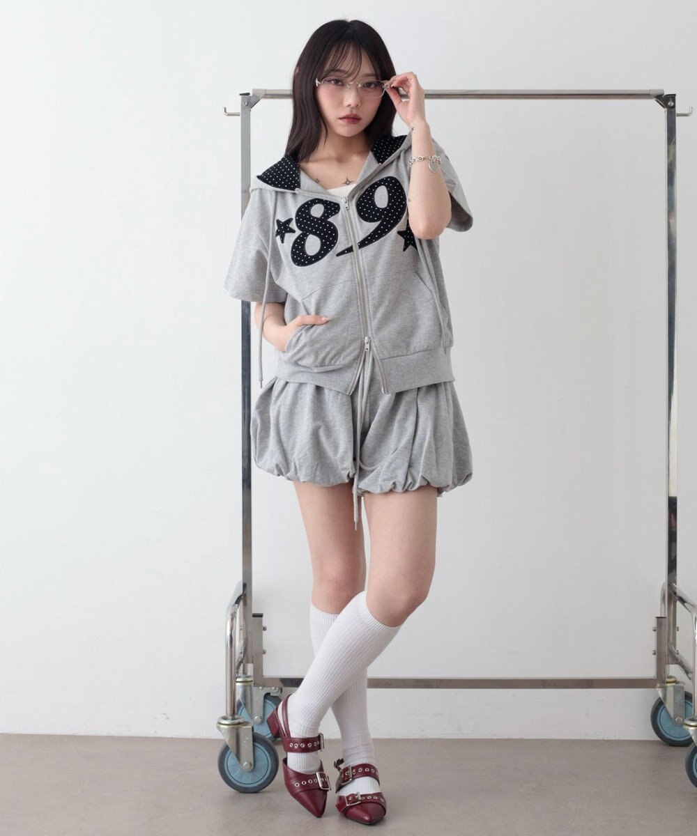 WEGO グラフィック半袖ZIPパーカー 