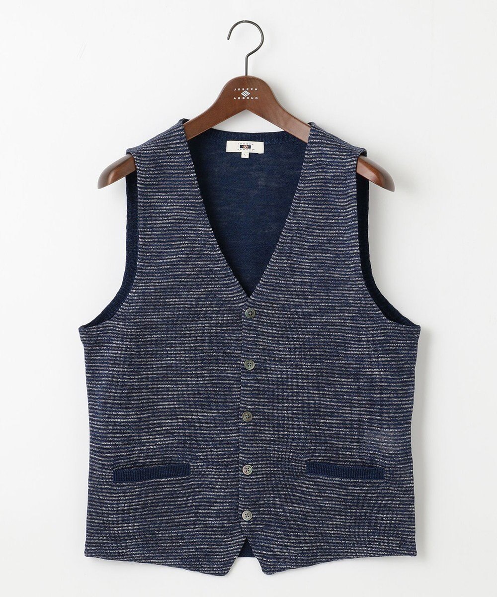 JOSEPH ABBOUD 【キングサイズ・軽い/洗える】スラブギマボーダーニットベスト 