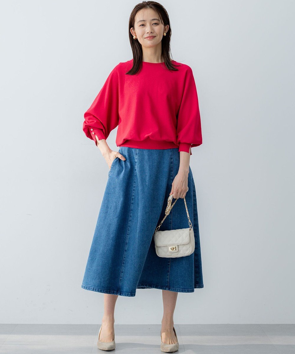 組曲 ライトデニム フレアスカート 