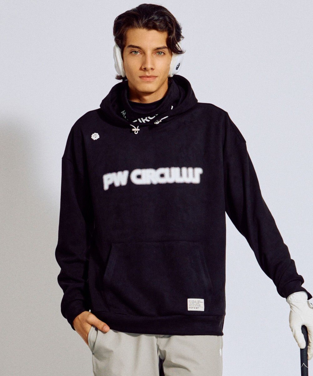 PW CIRCULUS 2025 NEW！【手洗い洗濯可】【MEN】キャットグラフィック スエードライク デタッチャブルフーディ ゴルフ 