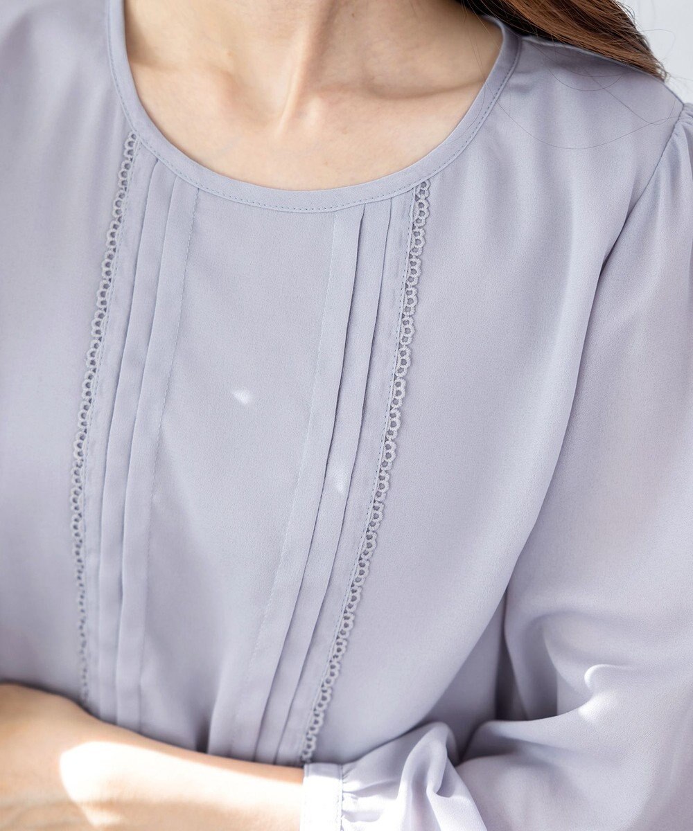 Tiaclasse 【洗える】ピンタックレースブラウス 