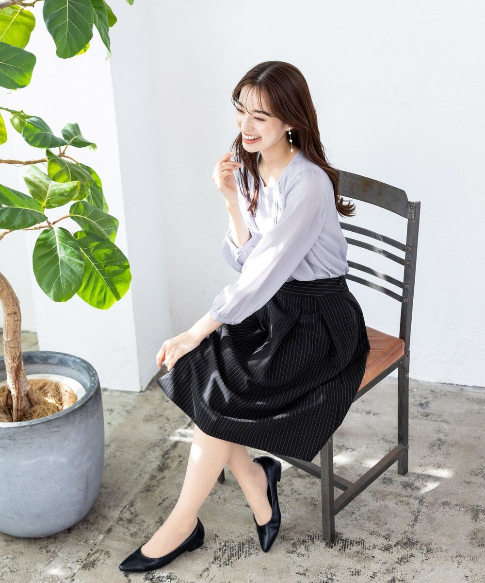 Tiaclasse 【洗える】ピンタックレースブラウス 