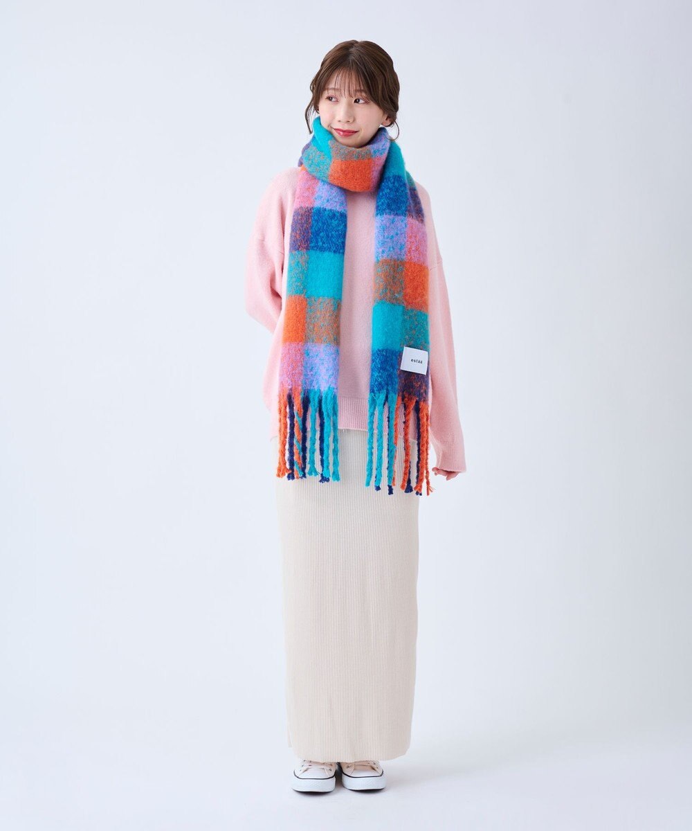 MOONBAT estaa ボリュームマフラー カラーブロック／手洗い可 