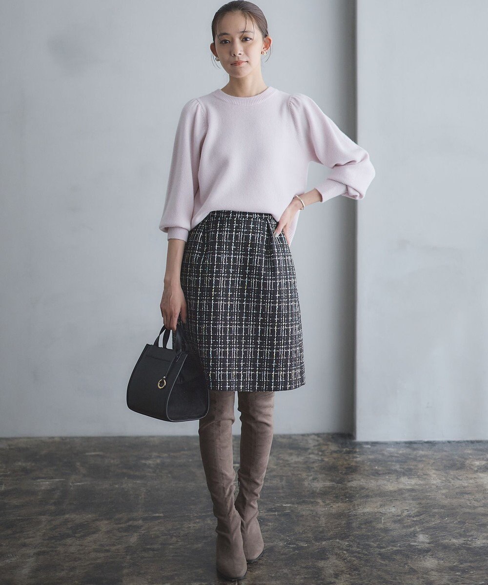 組曲 【8色展開・前後着用可】ウールカシミヤミックス パフスリーブ ニット 