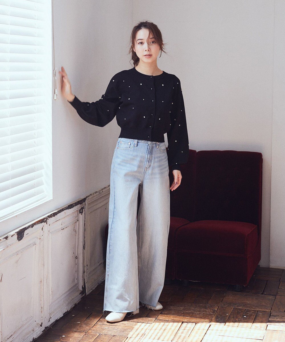 earth music&ecology パール＆ビジューカーディガン 