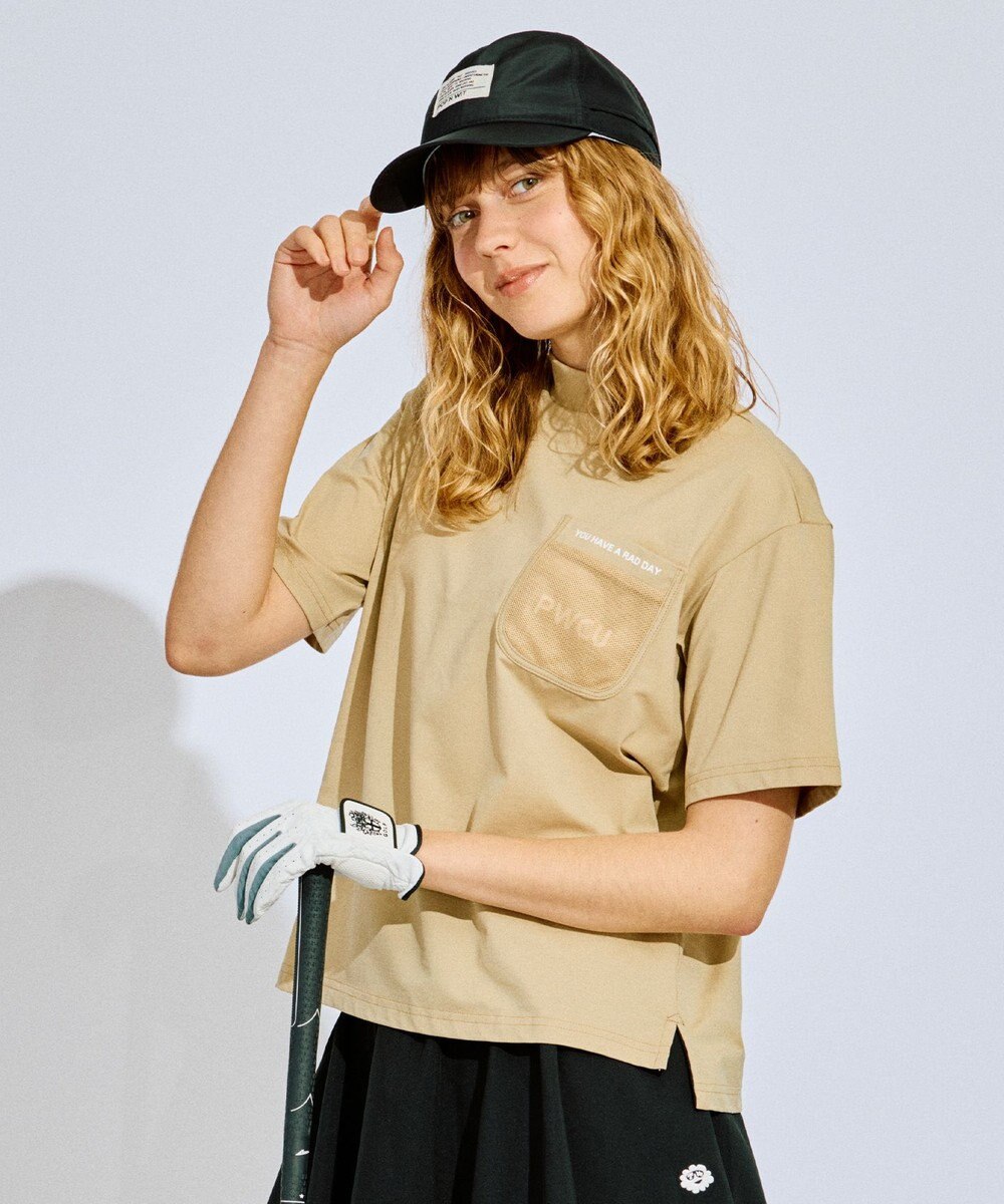 PW CIRCULUS 【吸水速乾 / UV遮蔽率99% UVカット / ストレッチ】【WOMEN】メッシュポケットモックネックT ゴルフウェア レディース 